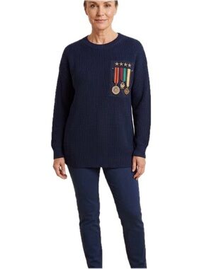 Ellen Tracy Linda Allard long Blue sweater Size M Vintage EUC